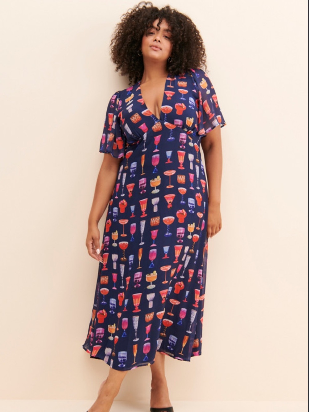 Lisa Says Gah Navy Maxi Dress with Colorful Glass Print 2X